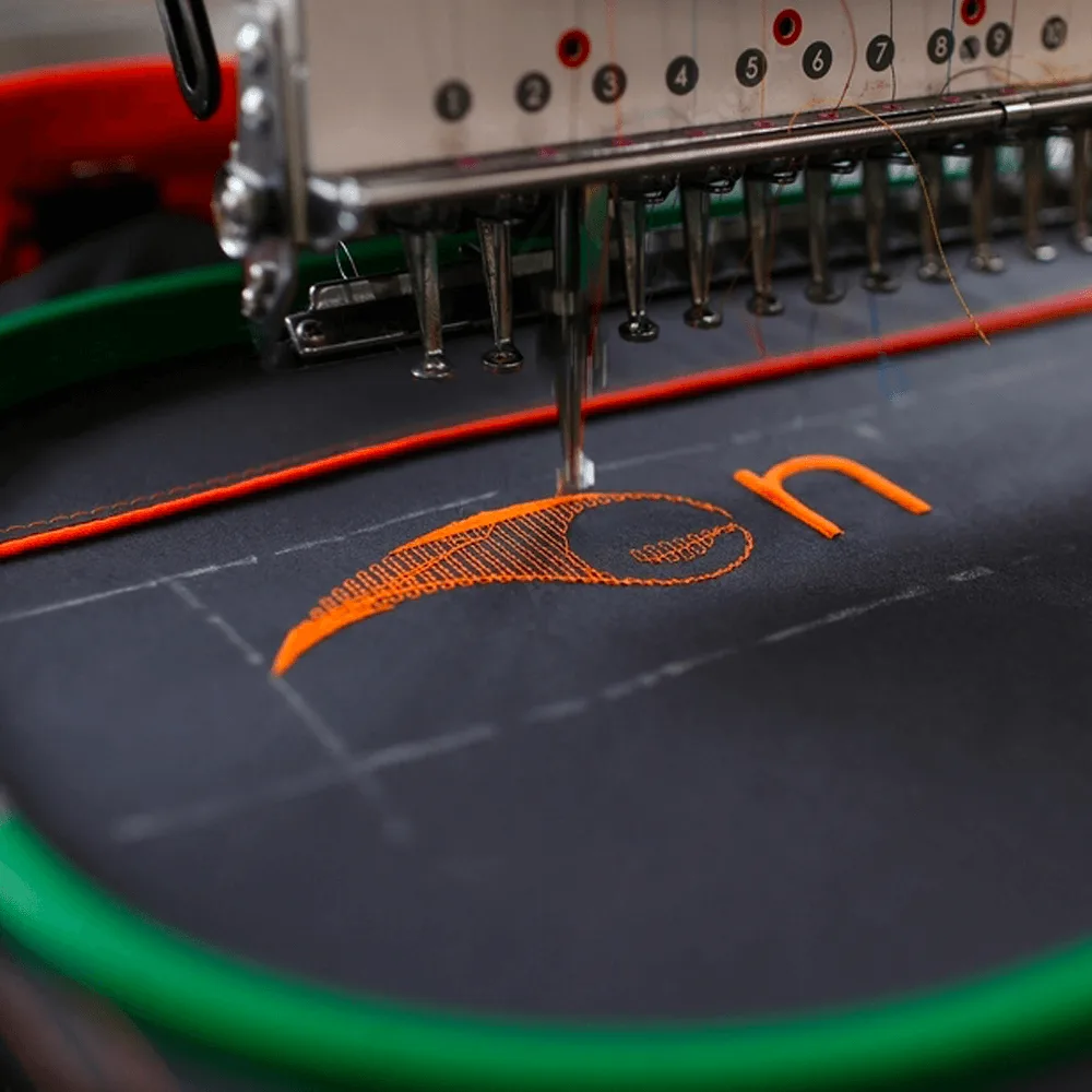 Multi-color embroidered design sample