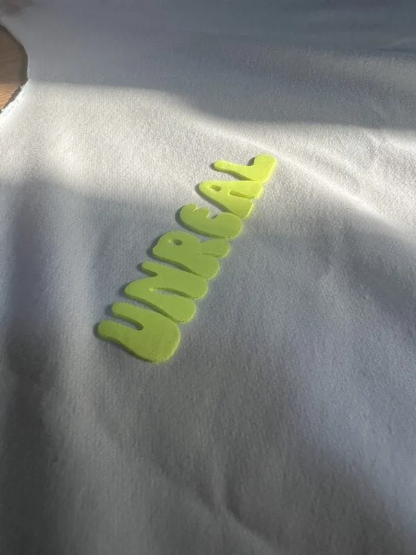 Rubber ink print sample with glossy finish